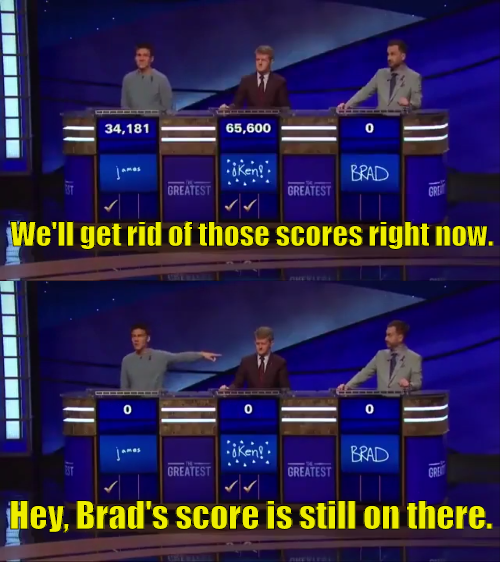 Hey, Brad's score is still on there Blank Meme Template