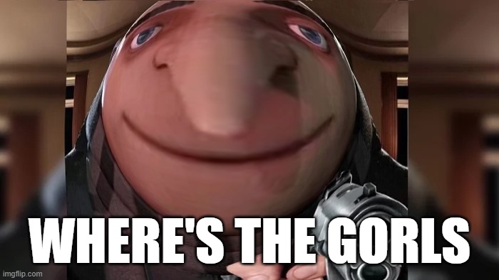 WHERES THE GORLS | WHERE'S THE GORLS | image tagged in gru meme,despicable me,gru,gorls,thicc | made w/ Imgflip meme maker