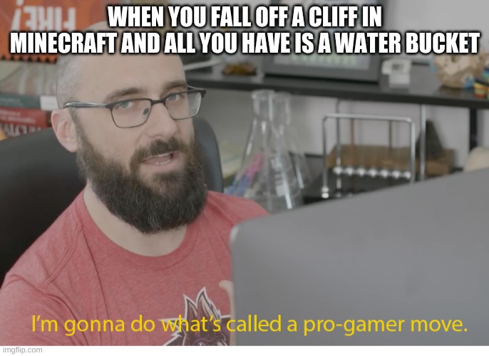 I'm gonna do what's called a pro-gamer move. |  WHEN YOU FALL OFF A CLIFF IN MINECRAFT AND ALL YOU HAVE IS A WATER BUCKET | image tagged in i'm gonna do what's called a pro-gamer move | made w/ Imgflip meme maker