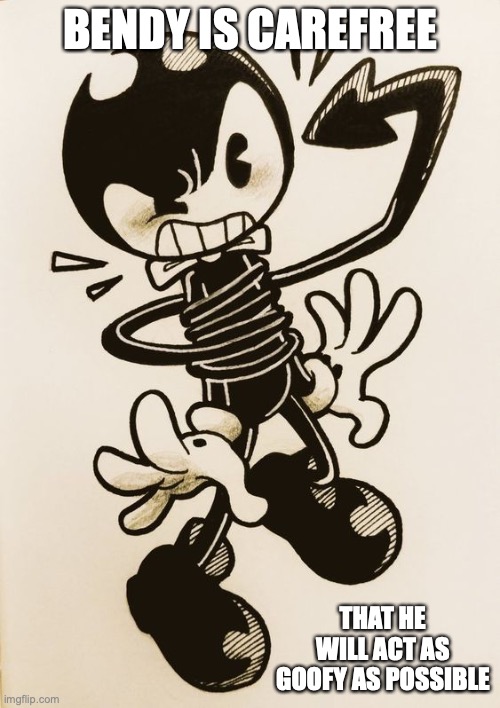 Bendy's Tail | BENDY IS CAREFREE; THAT HE WILL ACT AS GOOFY AS POSSIBLE | image tagged in tail,bendy and the ink machine,memes | made w/ Imgflip meme maker