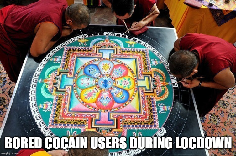 bored cocaine users during lockdown | BORED COCAIN USERS DURING LOCDOWN | image tagged in lockdown | made w/ Imgflip meme maker