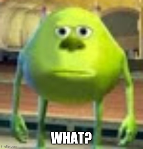 Sully Wazowski | WHAT? | image tagged in sully wazowski | made w/ Imgflip meme maker