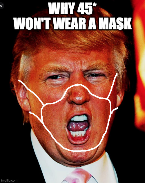Maybe It's Maybelline | WHY 45* WON'T WEAR A MASK | image tagged in donald trump,covid-19,face mask | made w/ Imgflip meme maker