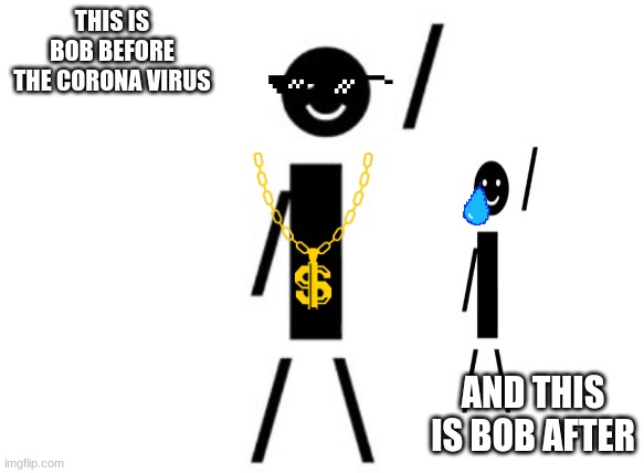 This is Bob | THIS IS BOB BEFORE THE CORONA VIRUS; AND THIS IS BOB AFTER | image tagged in this is bob | made w/ Imgflip meme maker