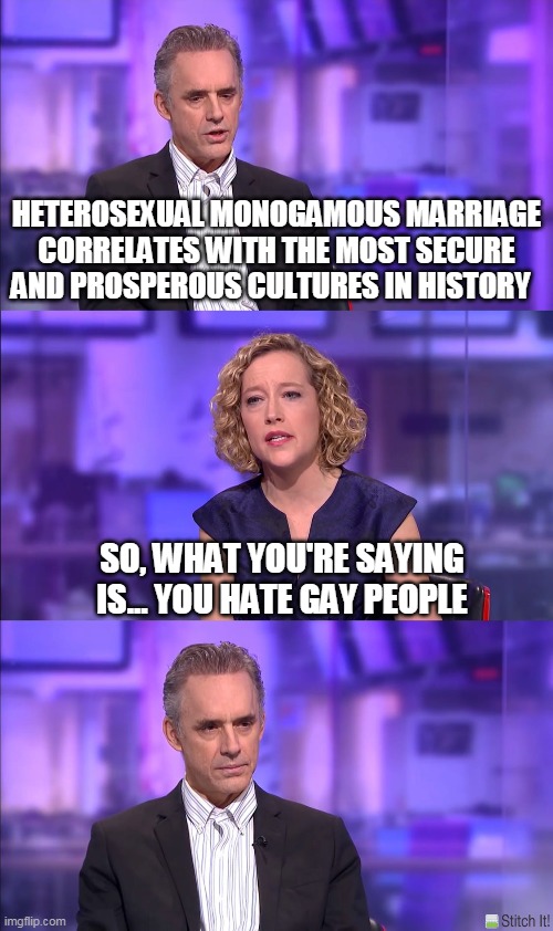 So what you’re saying | HETEROSEXUAL MONOGAMOUS MARRIAGE CORRELATES WITH THE MOST SECURE AND PROSPEROUS CULTURES IN HISTORY; SO, WHAT YOU'RE SAYING IS... YOU HATE GAY PEOPLE | image tagged in so what youre saying | made w/ Imgflip meme maker