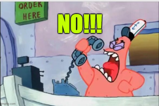 NO THIS IS PATRICK | NO!!! | image tagged in no this is patrick | made w/ Imgflip meme maker