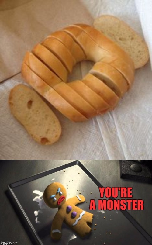 image tagged in gingy,monster,bagel,mildy infuriating | made w/ Imgflip meme maker