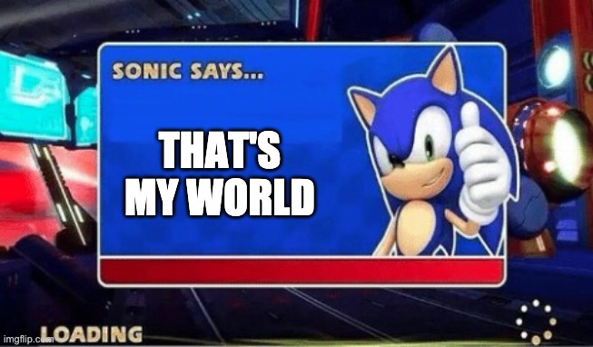 Sonic Says | THAT'S MY WORLD | image tagged in sonic says | made w/ Imgflip meme maker