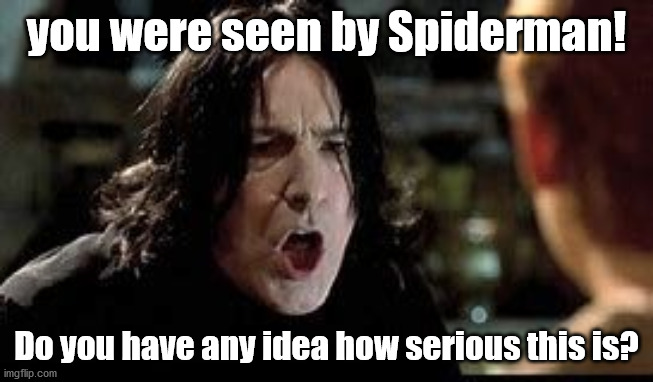 you were seen by Spiderman! Do you have any idea how serious this is? | made w/ Imgflip meme maker