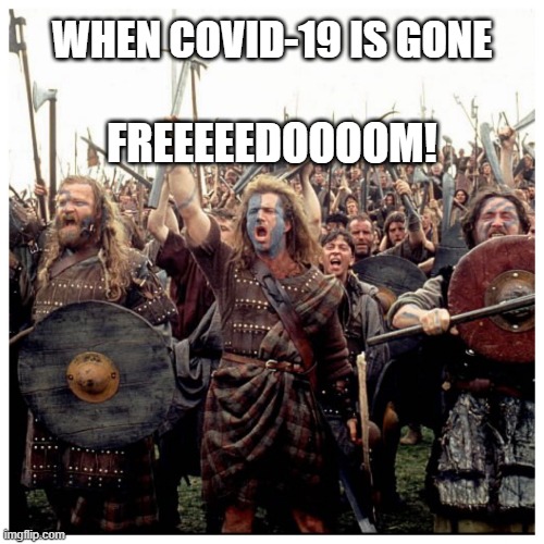 Braveheart Freedom | WHEN COVID-19 IS GONE; FREEEEEDOOOOM! | image tagged in braveheart freedom | made w/ Imgflip meme maker