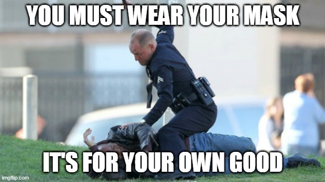You Must Wear Your Mask It's For Your Own Good | YOU MUST WEAR YOUR MASK; IT'S FOR YOUR OWN GOOD | image tagged in cop beating,corona virus | made w/ Imgflip meme maker