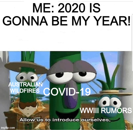 Allow us to introduce ourselves | ME: 2020 IS GONNA BE MY YEAR! COVID-19; AUSTRALIAN WILDFIRES; WWIII RUMORS | image tagged in allow us to introduce ourselves | made w/ Imgflip meme maker