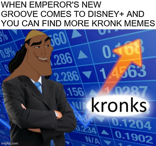 kronks | WHEN EMPEROR'S NEW GROOVE COMES TO DISNEY+ AND YOU CAN FIND MORE KRONK MEMES | image tagged in kronk,emperor's new groove,stonks,disney plus | made w/ Imgflip meme maker