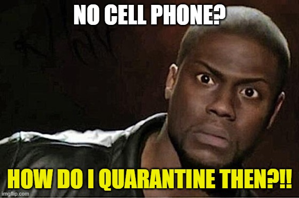 Kevin Hart Meme | NO CELL PHONE? HOW DO I QUARANTINE THEN?!! | image tagged in memes,kevin hart | made w/ Imgflip meme maker