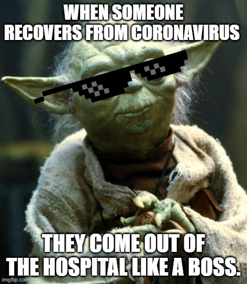 We are da bosses | WHEN SOMEONE RECOVERS FROM CORONAVIRUS; THEY COME OUT OF THE HOSPITAL LIKE A BOSS. | image tagged in memes,star wars yoda | made w/ Imgflip meme maker