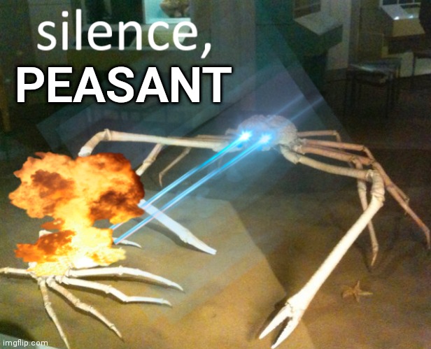 Silence Crab | PEASANT | image tagged in silence crab | made w/ Imgflip meme maker