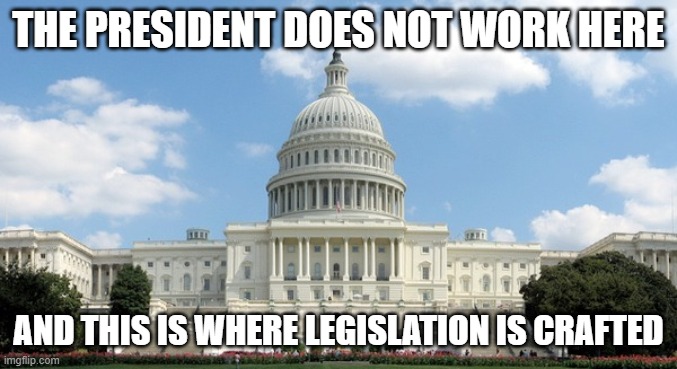 ugh congress  | THE PRESIDENT DOES NOT WORK HERE AND THIS IS WHERE LEGISLATION IS CRAFTED | image tagged in ugh congress | made w/ Imgflip meme maker