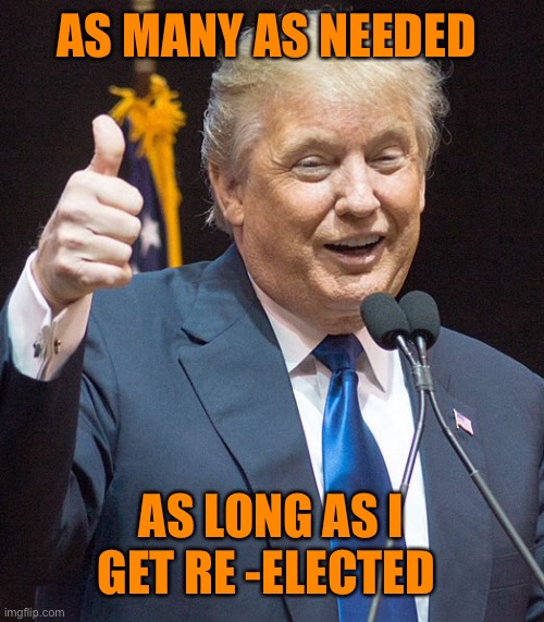 AS MANY AS NEEDED AS LONG AS I GET RE -ELECTED | made w/ Imgflip meme maker