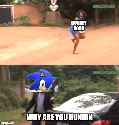 Why are you running | DONKEY KONG WHY ARE YOU RUNNIN | image tagged in why are you running | made w/ Imgflip meme maker