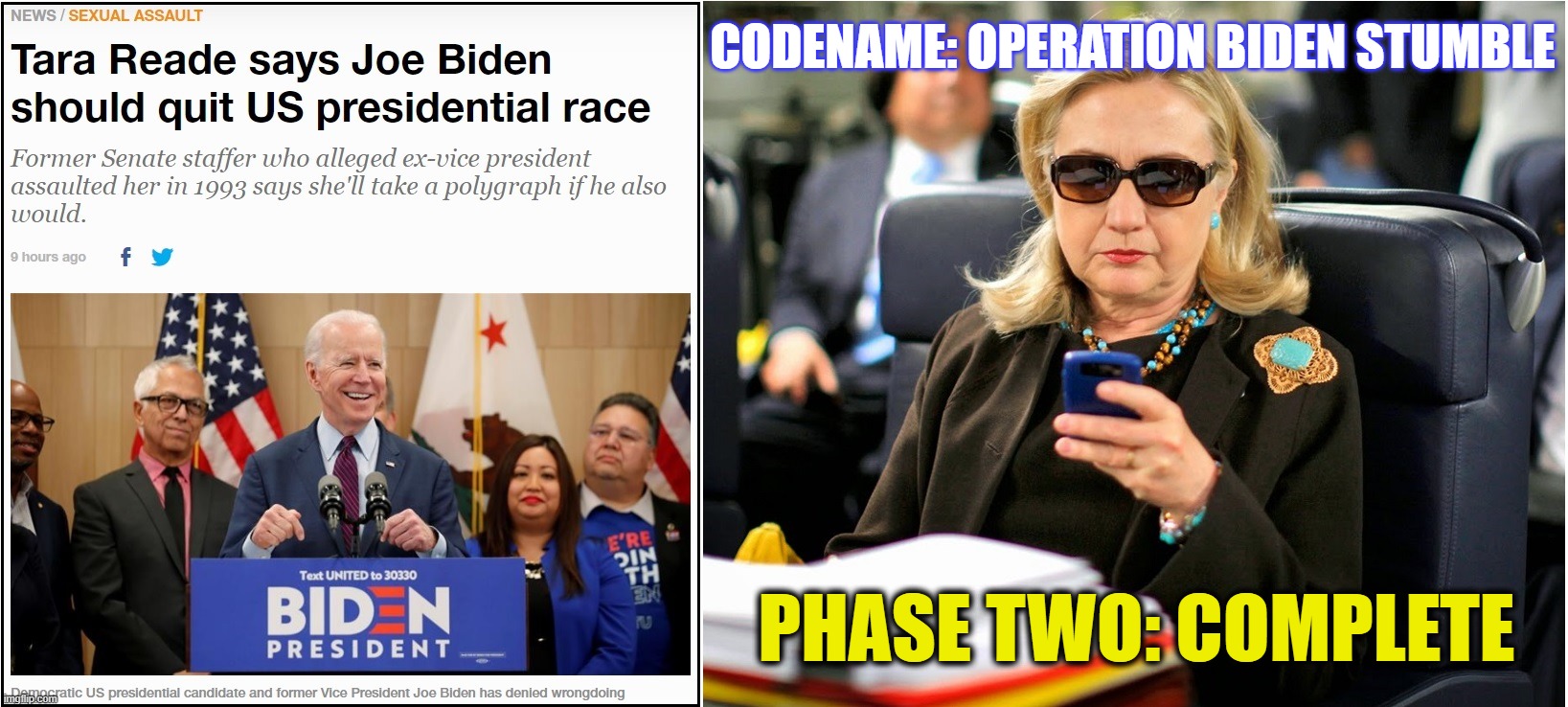 The missing pieces of the puzzle are slowly coming together for the Democrat party. | CODENAME: OPERATION BIDEN STUMBLE; PHASE TWO: COMPLETE | image tagged in crooked hillary,sad joe biden,trump 2020 | made w/ Imgflip meme maker
