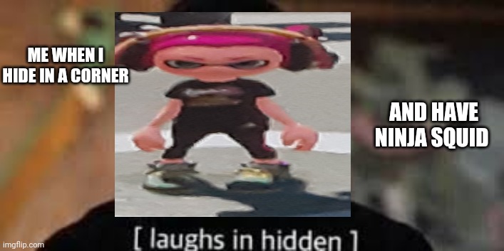 Troo Dat | ME WHEN I HIDE IN A CORNER; AND HAVE NINJA SQUID | image tagged in laughs in hidden | made w/ Imgflip meme maker