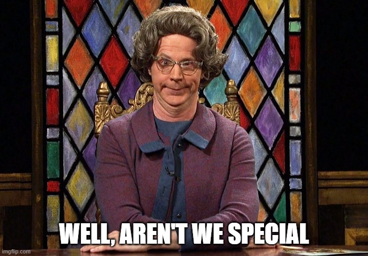 The Church Lady | WELL, AREN'T WE SPECIAL | image tagged in the church lady | made w/ Imgflip meme maker