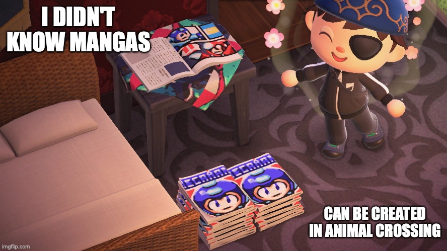 Mega Man Mangas in Animal Crossing | I DIDN'T KNOW MANGAS; CAN BE CREATED IN ANIMAL CROSSING | image tagged in gaming,animal crossing,megaman,memes | made w/ Imgflip meme maker