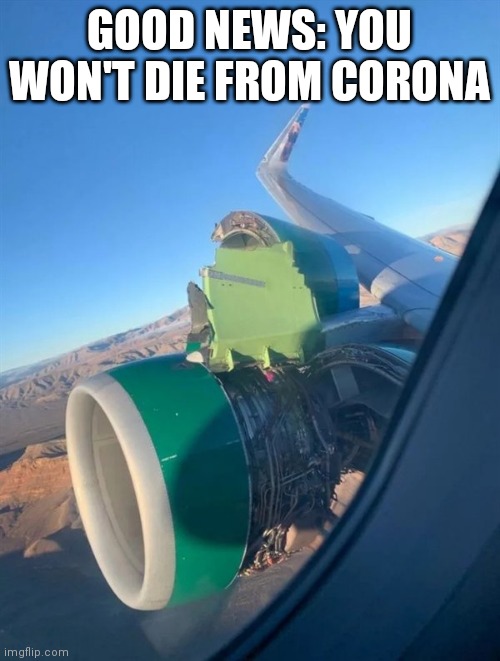 GOOD NEWS: YOU WON'T DIE FROM CORONA | image tagged in funny memes | made w/ Imgflip meme maker