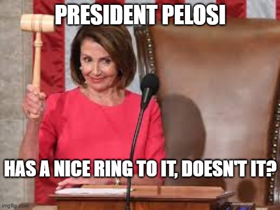 PRESIDENT PELOSI; HAS A NICE RING TO IT, DOESN'T IT? | made w/ Imgflip meme maker