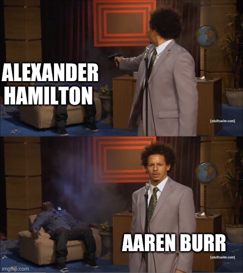 Why would they do this | ALEXANDER HAMILTON; AAREN BURR | image tagged in why would they do this | made w/ Imgflip meme maker