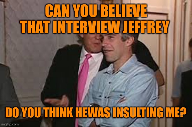 CAN YOU BELIEVE THAT INTERVIEW JEFFREY DO YOU THINK HEWAS INSULTING ME? | made w/ Imgflip meme maker