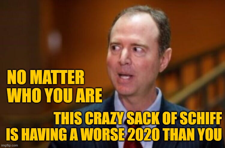 One failure after another | NO MATTER WHO YOU ARE; THIS CRAZY SACK OF SCHIFF IS HAVING A WORSE 2020 THAN YOU | image tagged in adam schiff,trump,2020 | made w/ Imgflip meme maker