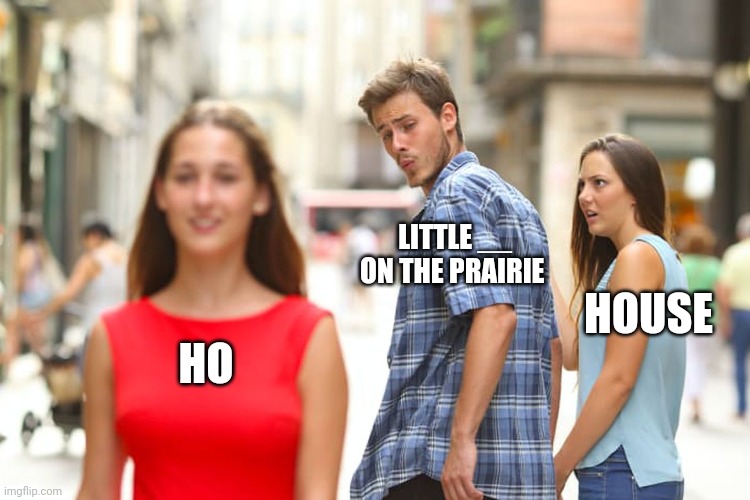 Distracted Boyfriend Meme | HO LITTLE __ ON THE PRAIRIE HOUSE | image tagged in memes,distracted boyfriend | made w/ Imgflip meme maker