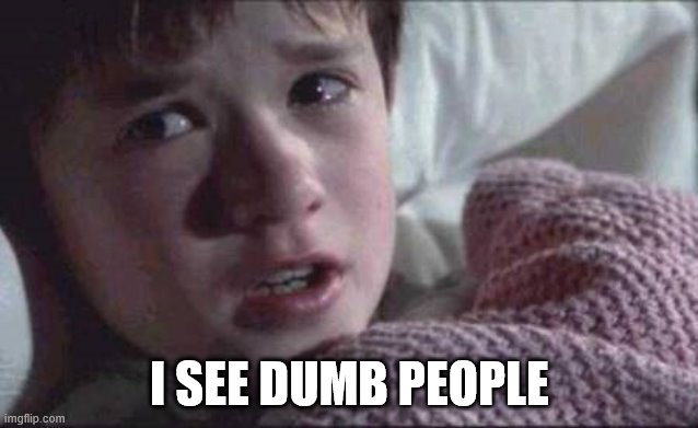 Dumb people | I SEE DUMB PEOPLE | image tagged in memes,i see dead people | made w/ Imgflip meme maker