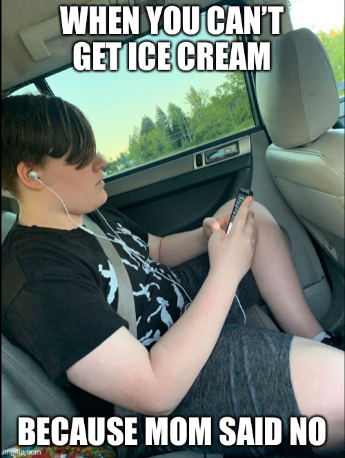 Sad hours | WHEN YOU CAN’T GET ICE CREAM; BECAUSE MOM SAID NO | image tagged in funny,sad | made w/ Imgflip meme maker
