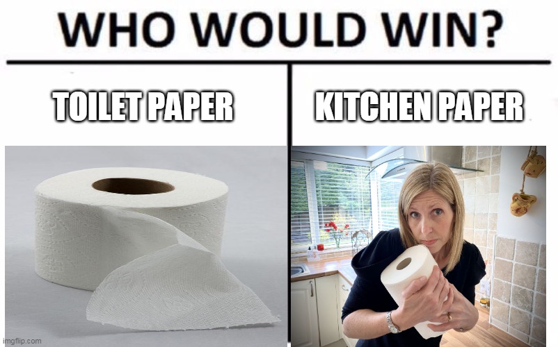 paper | TOILET PAPER; KITCHEN PAPER | image tagged in kitchen,toilet | made w/ Imgflip meme maker