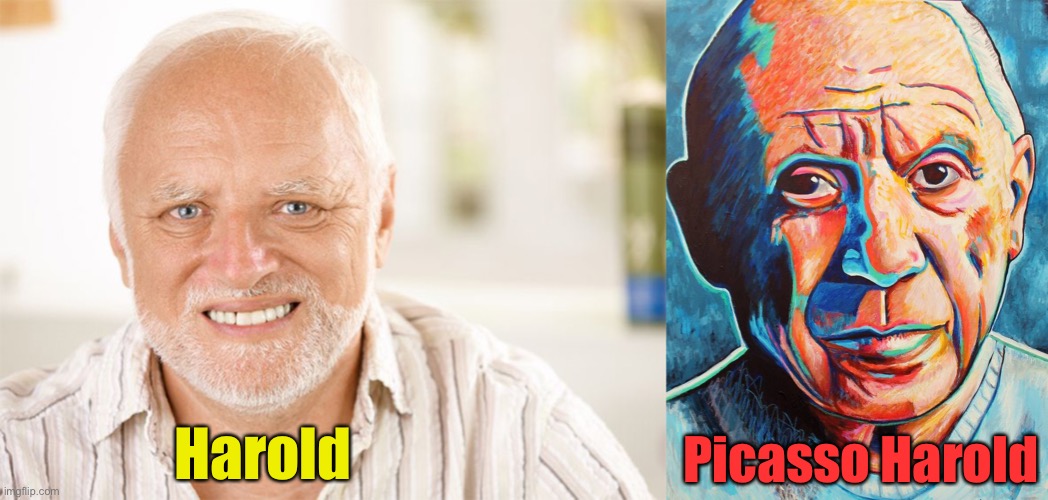 Harold Picasso Harold | image tagged in awkward smiling old man | made w/ Imgflip meme maker