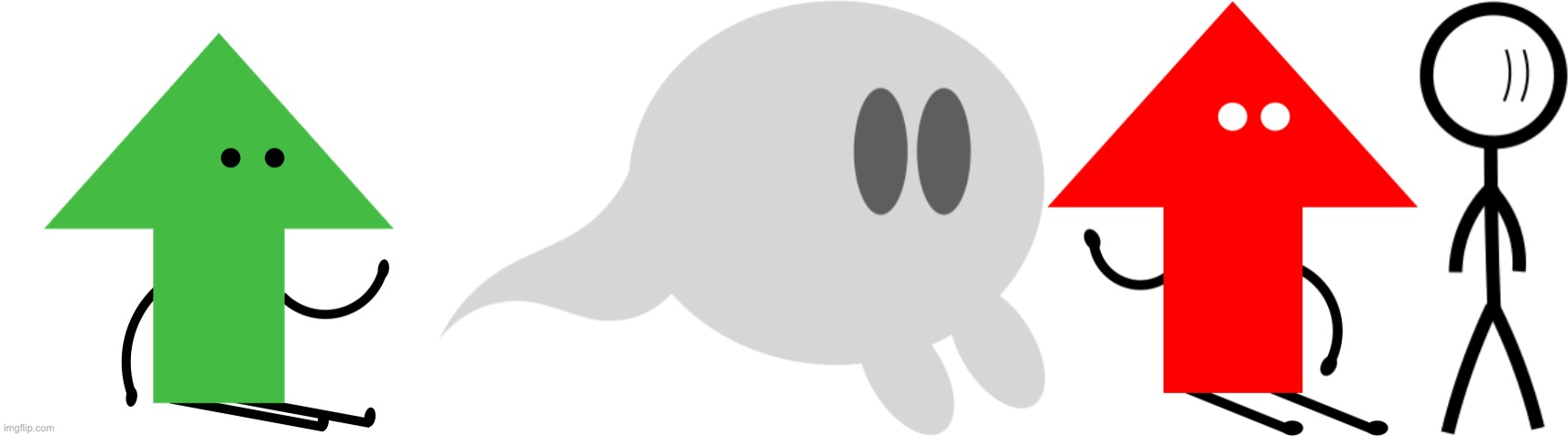 image tagged in stickmeme,lime the upvote,scarlet the downvote,bloop the ghost | made w/ Imgflip meme maker