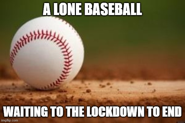 Insert sad violin music here | A LONE BASEBALL; WAITING TO THE LOCKDOWN TO END | image tagged in baseball | made w/ Imgflip meme maker