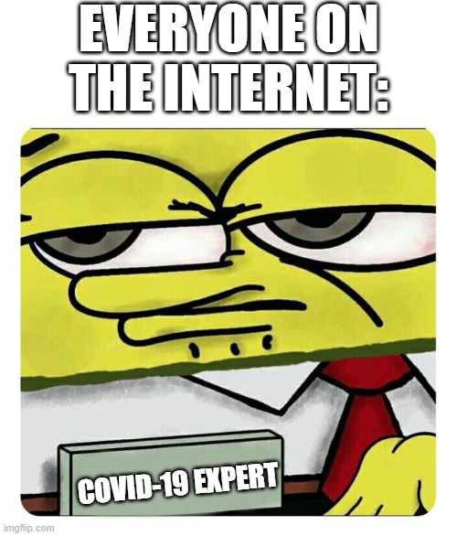 Spongebob Name tag | EVERYONE ON THE INTERNET:; COVID-19 EXPERT | image tagged in spongebob name tag | made w/ Imgflip meme maker