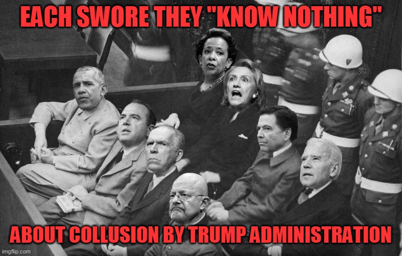 Spygate "know nothing" | EACH SWORE THEY "KNOW NOTHING"; ABOUT COLLUSION BY TRUMP ADMINISTRATION | image tagged in spygate transcripts,spygate liars | made w/ Imgflip meme maker