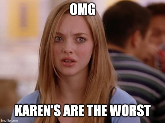 OMG Karen Meme | OMG KAREN'S ARE THE WORST | image tagged in memes,omg karen | made w/ Imgflip meme maker