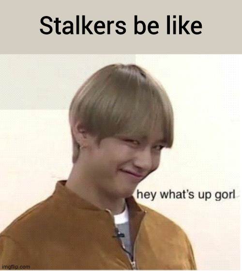 *comes outta nowhere and starts being cringy* | Stalkers be like | image tagged in bts,memes,taehyung | made w/ Imgflip meme maker