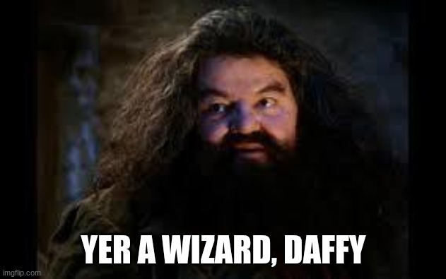 hagrid yer a wizard | YER A WIZARD, DAFFY | image tagged in hagrid yer a wizard | made w/ Imgflip meme maker