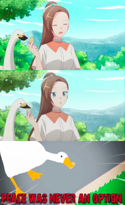 Untitled Goose Meme | image tagged in memes,anime,anime meme,animeme,funny animals,untitled goose peace was never an option | made w/ Imgflip meme maker