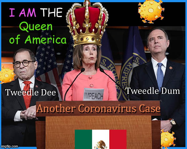 Dee  and Dum | image tagged in tweedle dee,twedle dum,lol so funny,nancy pelosi,corona virus,political meme | made w/ Imgflip meme maker