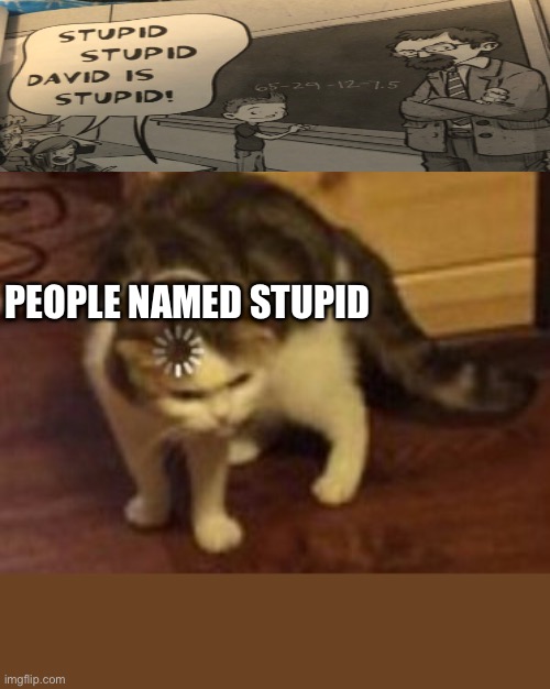 My first Pottymouth and Stoopid meme! | PEOPLE NAMED STUPID | image tagged in loading cat | made w/ Imgflip meme maker