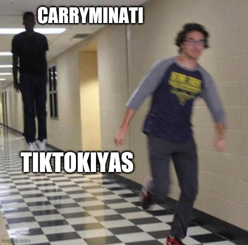 'Carry'ing tiktok | CARRYMINATI; TIKTOKIYAS | image tagged in floating boy chasing running boy | made w/ Imgflip meme maker