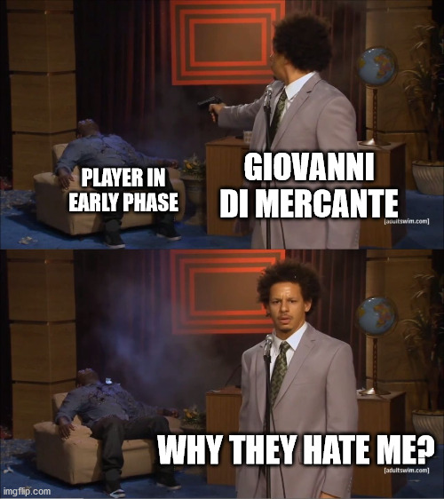 Anno 1404 Venice | GIOVANNI DI MERCANTE; PLAYER IN EARLY PHASE; WHY THEY HATE ME? | image tagged in memes,who killed hannibal | made w/ Imgflip meme maker