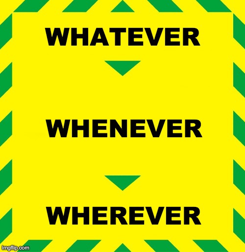 Stay Alert | WHATEVER; WHENEVER; WHEREVER | image tagged in stay alert | made w/ Imgflip meme maker